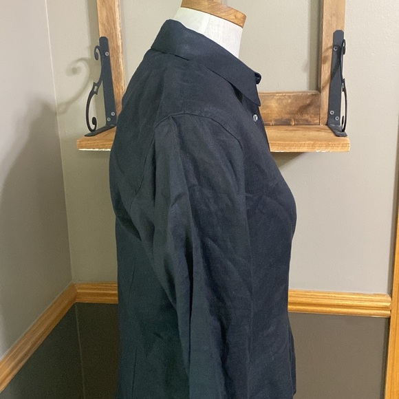 Cutter & Buck black semi sheer long sleeve LINEN button up top size Medium NWT - Picture 5 of 10